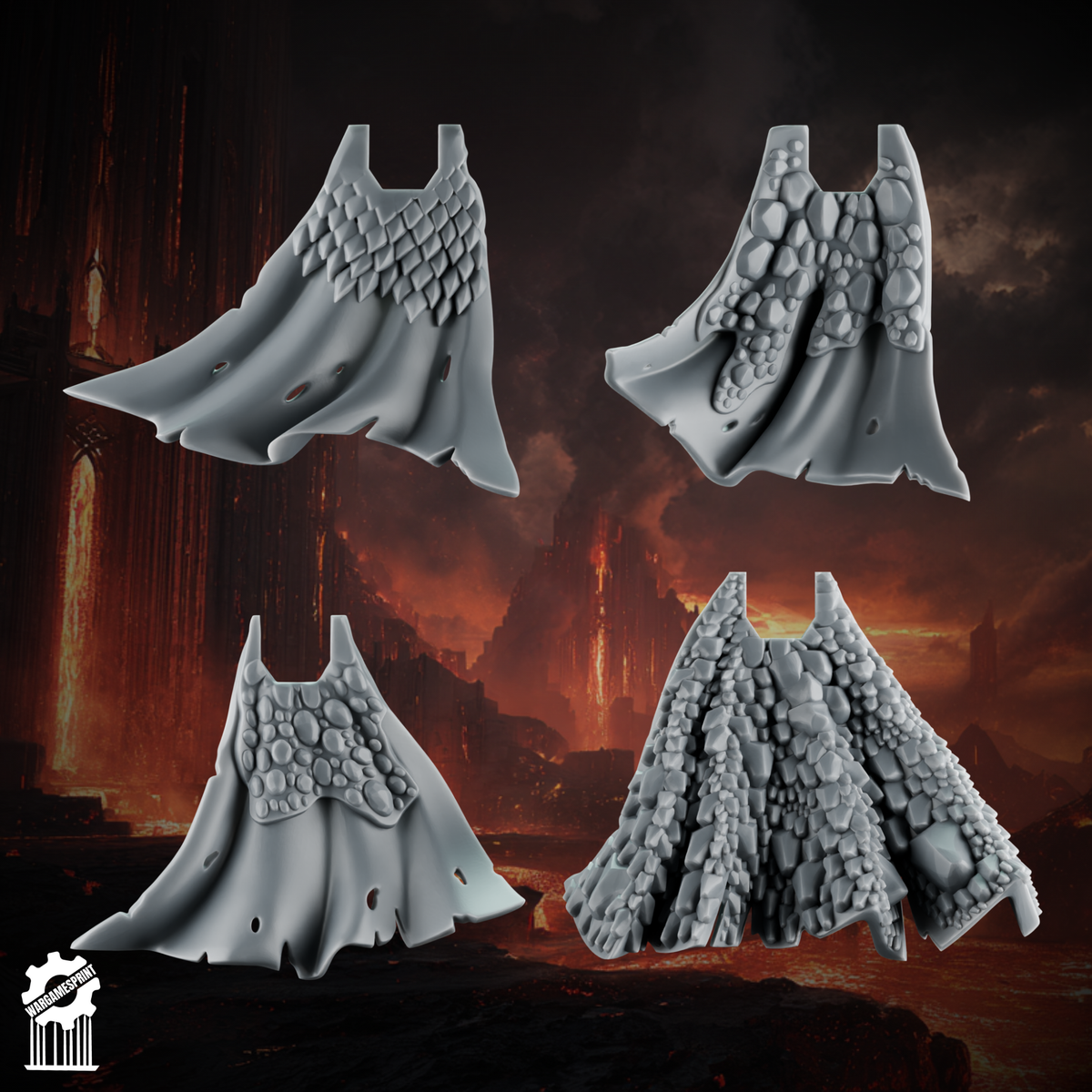 Emberforge cloaks set 2 - Fire lizards - resin bit - Sharkass