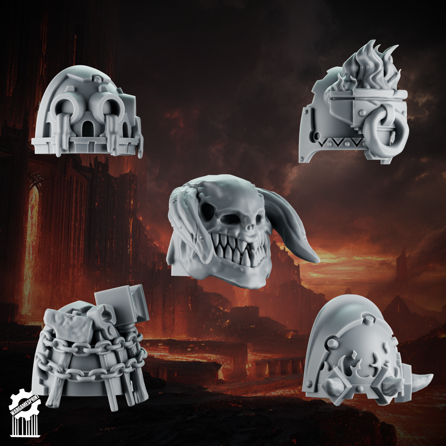 Emberforge shoulder pads set 3 - Fire lizards [Supported]