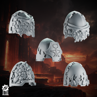 Emberforge shoulder pads set 5 - Fire lizards - resin bit - Sharkass