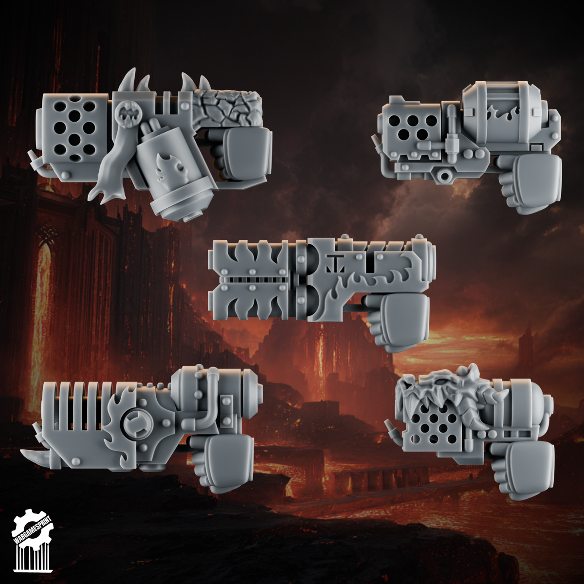 Emberforge pistol set 1 - Fire lizards - resin bit - Sharkass