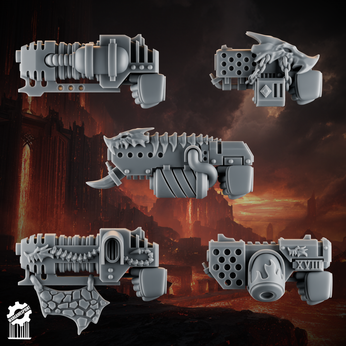 Emberforge pistol set 2 - Fire lizards - resin bit - Sharkass
