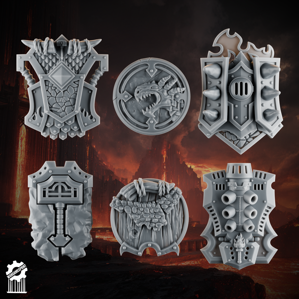 Emberforge shields - Fire lizards - resin bit - Sharkass