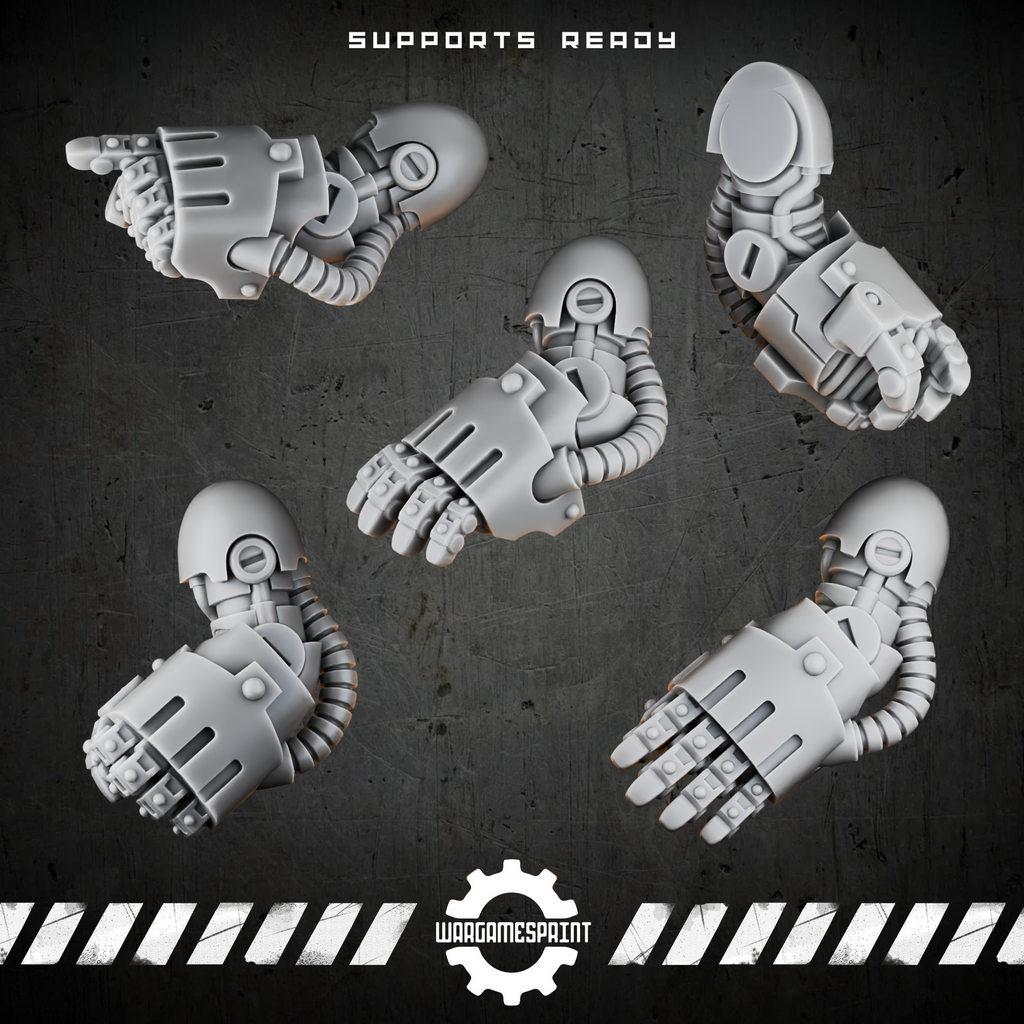 Bionic Legions Mechanical Fists – 5 closed hand variants – render 1 STL