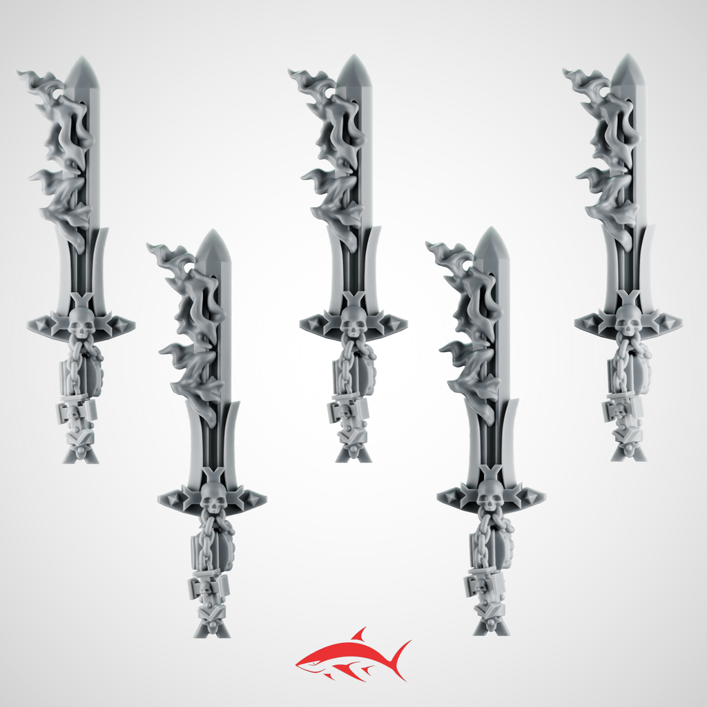 Set 1 - Flame Sword Greytide Black Crusader - Left - resin bit - Sharkass