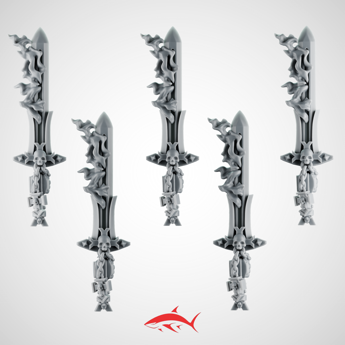 Set 1 - Flame Sword Greytide Black Crusader - Left - resin bit - Sharkass