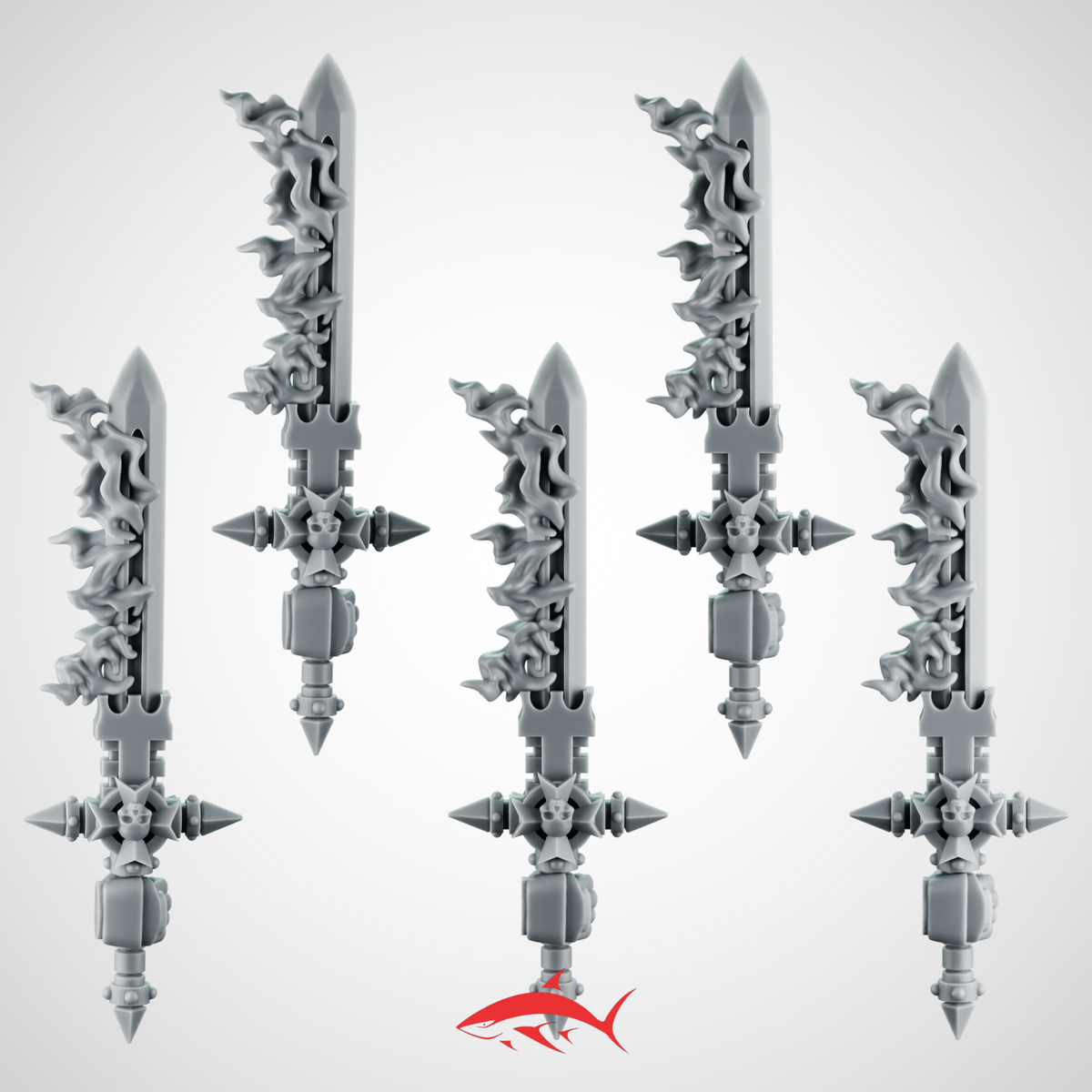 Set 2 - Flame Sword Greytide Black Crusader - Left - resin bit - Sharkass