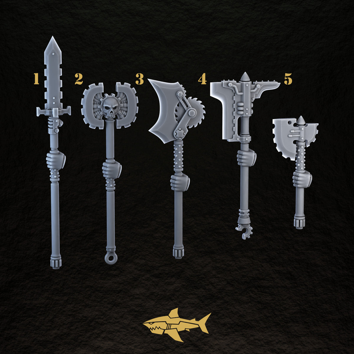 Bionic Legions Axes & Spear ×5 – 4 Cybernetic Axes + Spear | 32mm