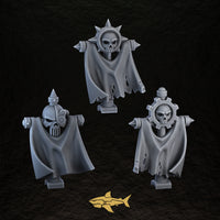 Bionic Legions Backpack Toppers & Banners – three banner backpacks, 32 mm resin sci-fi bits, Sharkass