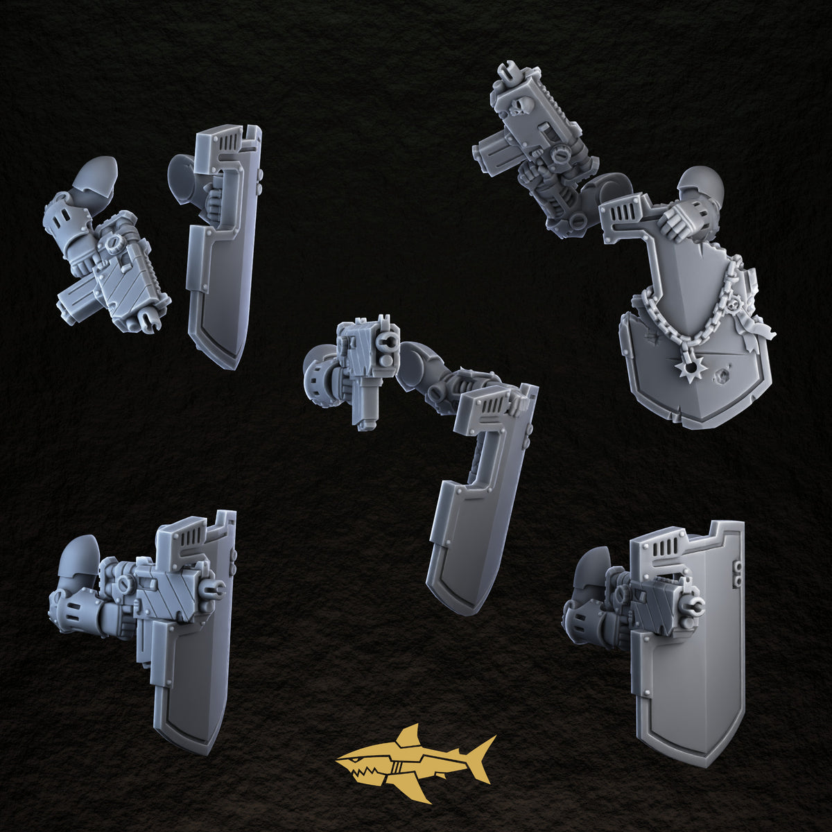 Bionic Legions Breacher Shields Squad – breacher shields squad kit, 32 mm resin sci-fi bits, Sharkass