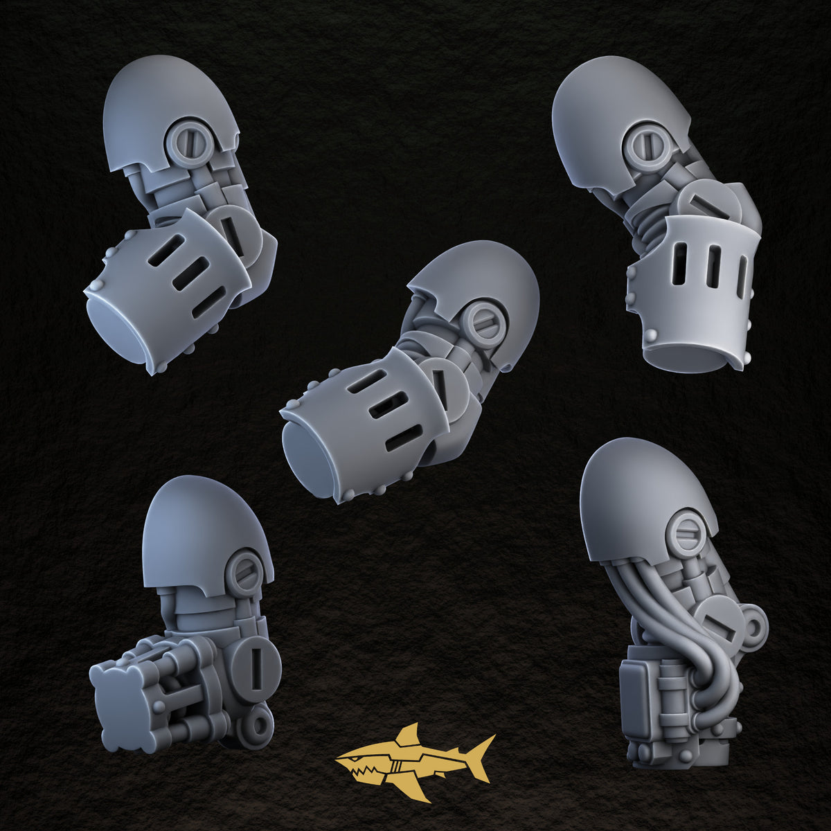 Bionic Legions Compatible Mechanical Arms – five compatible mechanical arms, 32 mm resin sci-fi bits, Sharkass