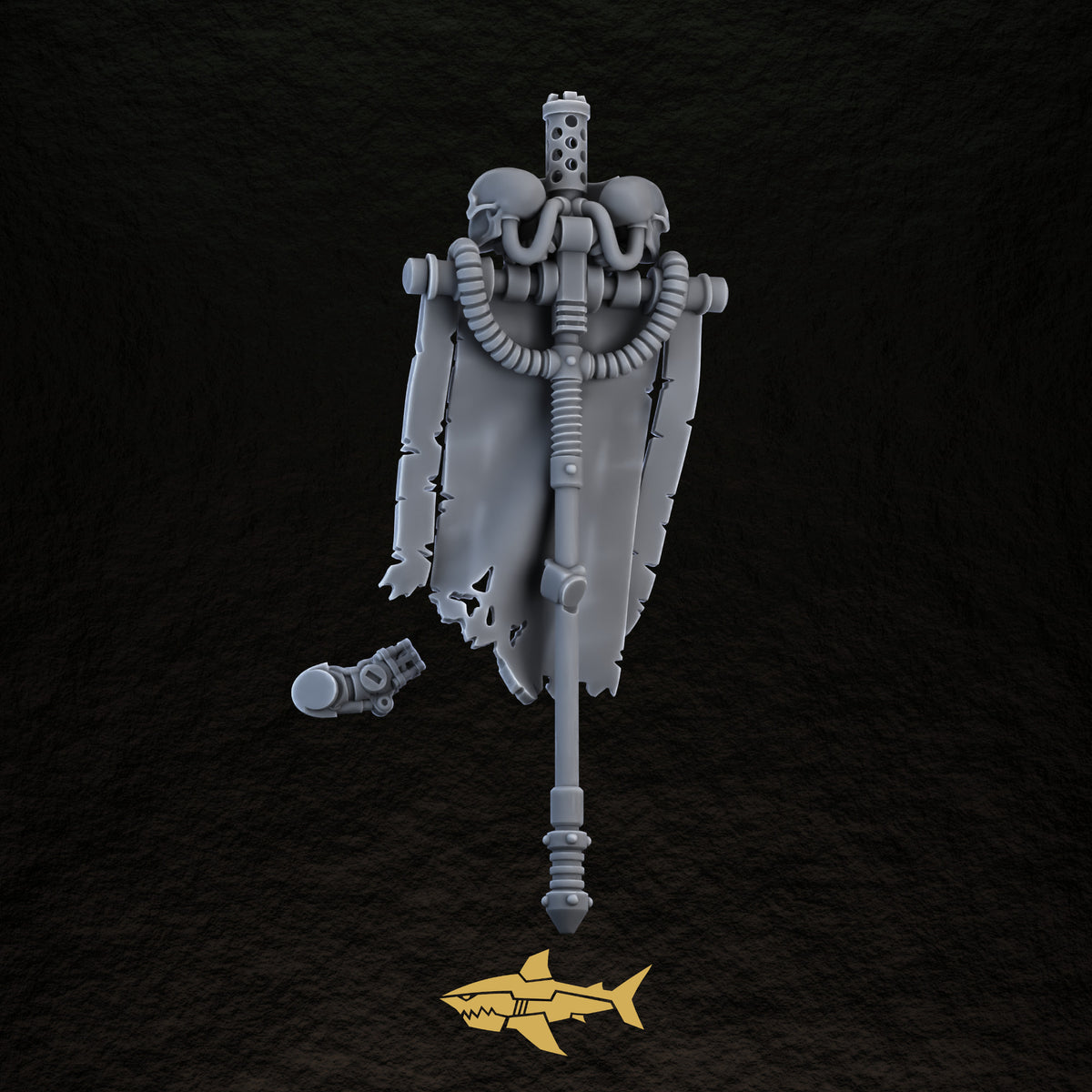 Bionic Legions Great Banner – back, 32 mm resin sci-fi bits, Sharkass