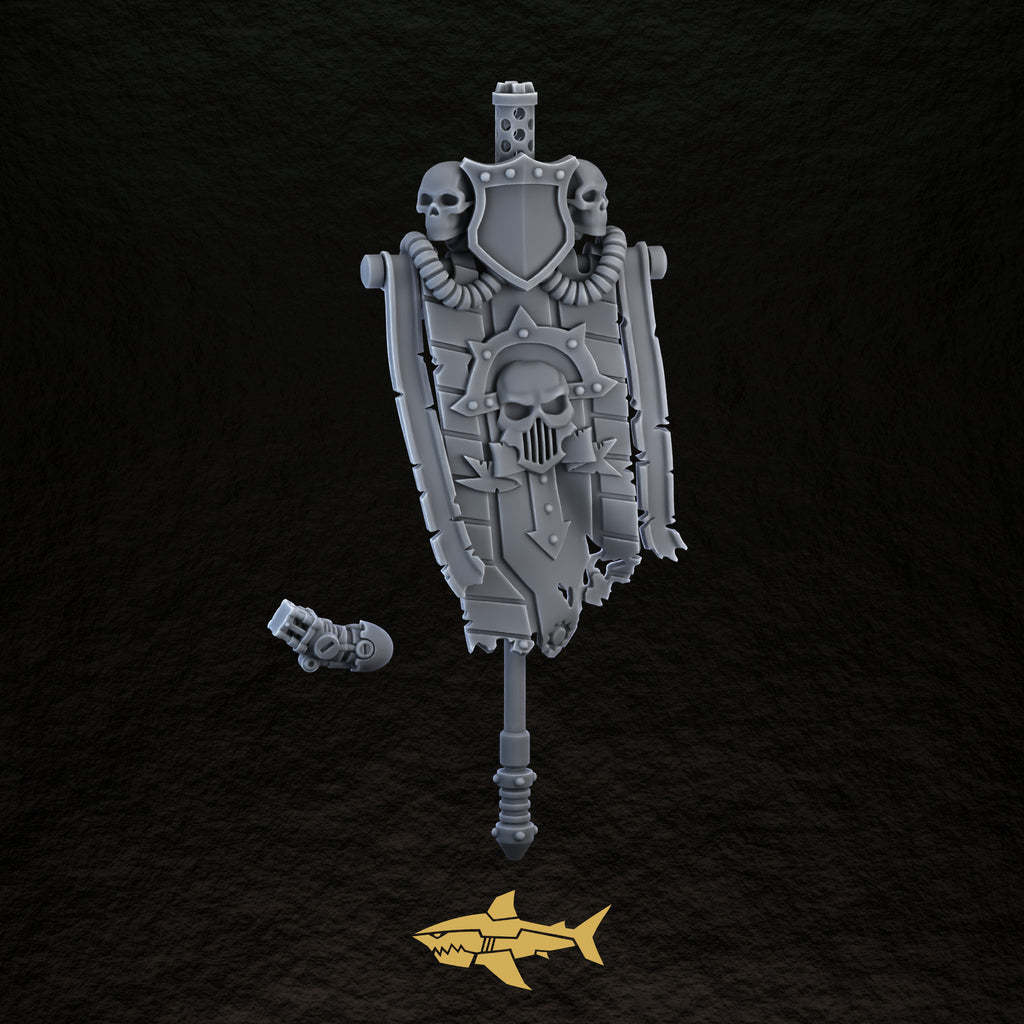 Bionic Legions Great Banner – front, 32 mm resin sci-fi bits, Sharkass
