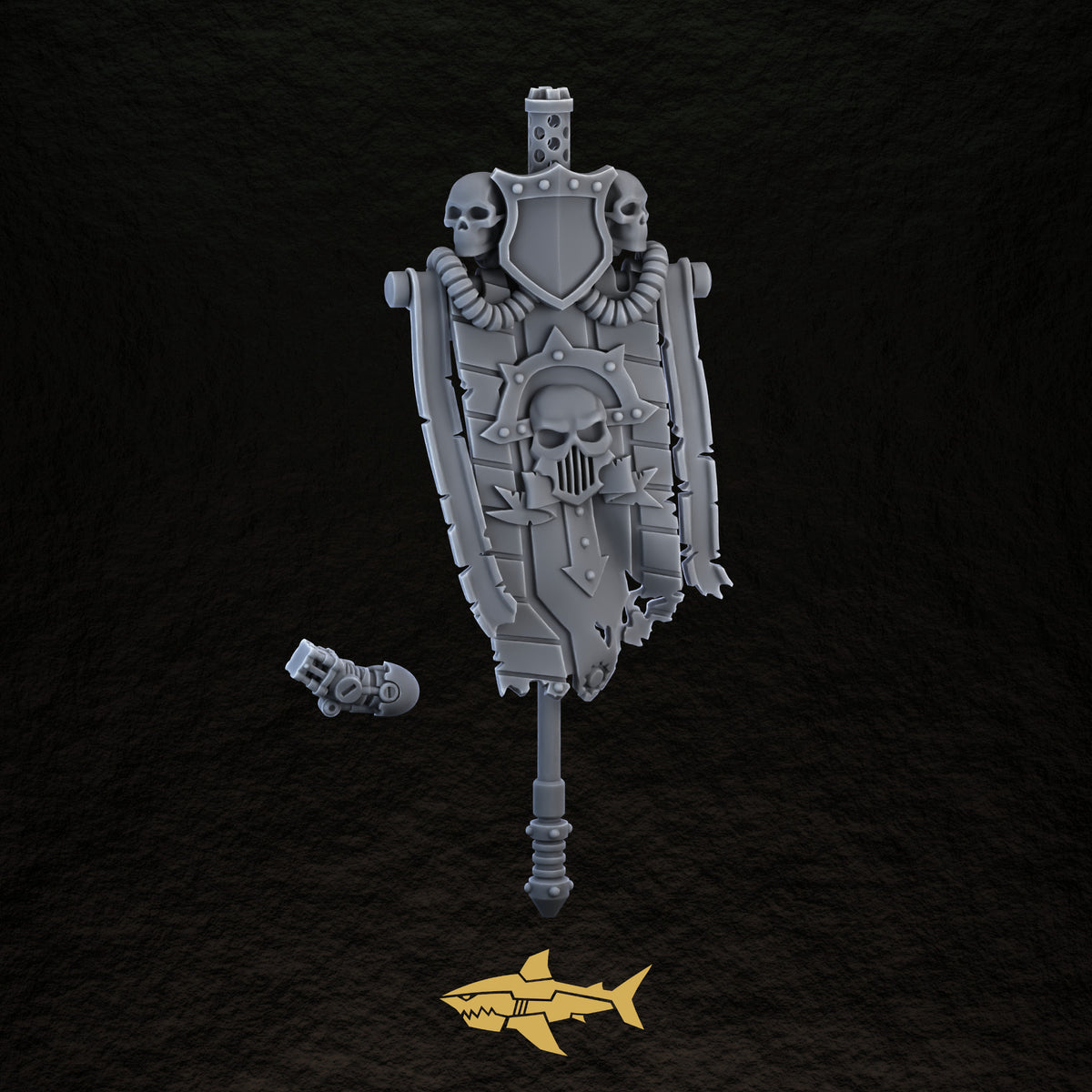 Bionic Legions Great Banner – front, 32 mm resin sci-fi bits, Sharkass