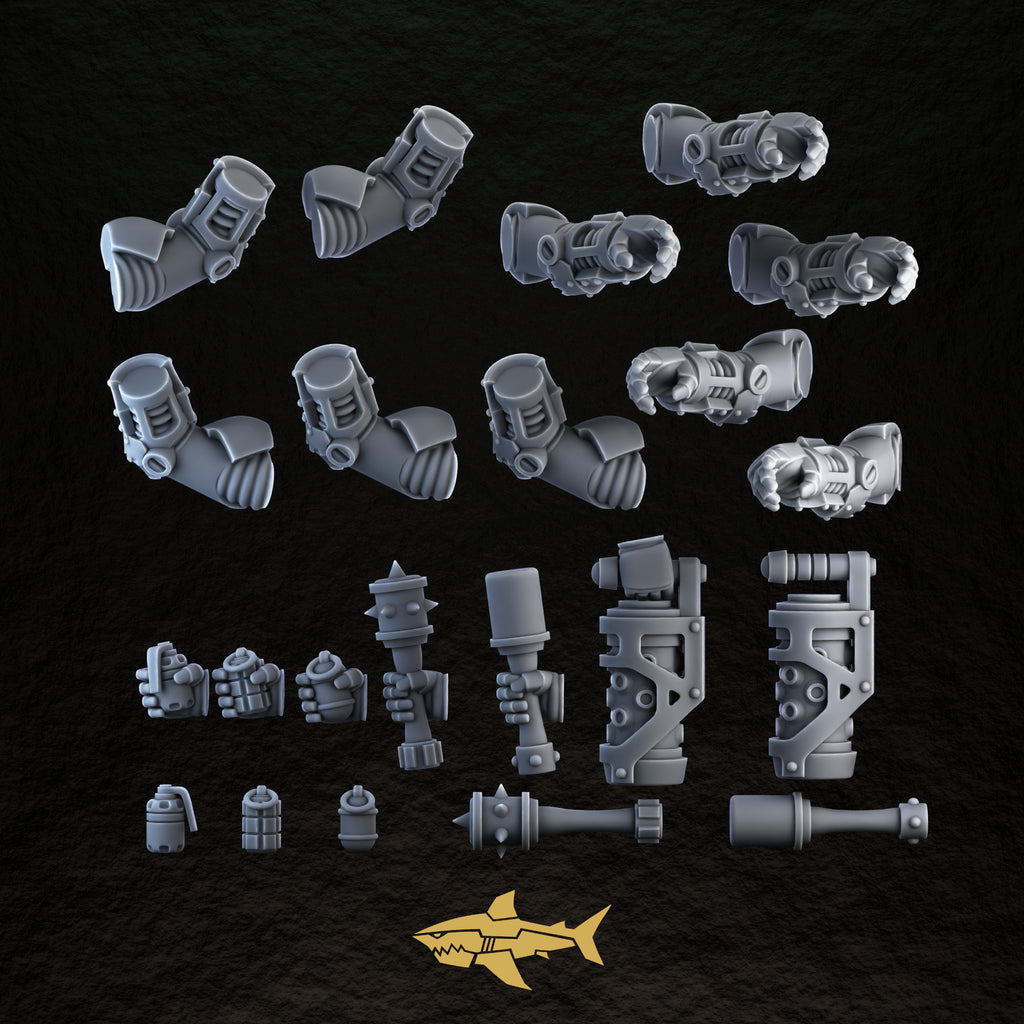 Bionic Legions Grenade Kit – grenade kit, 32 mm resin sci-fi bits, Sharkass
