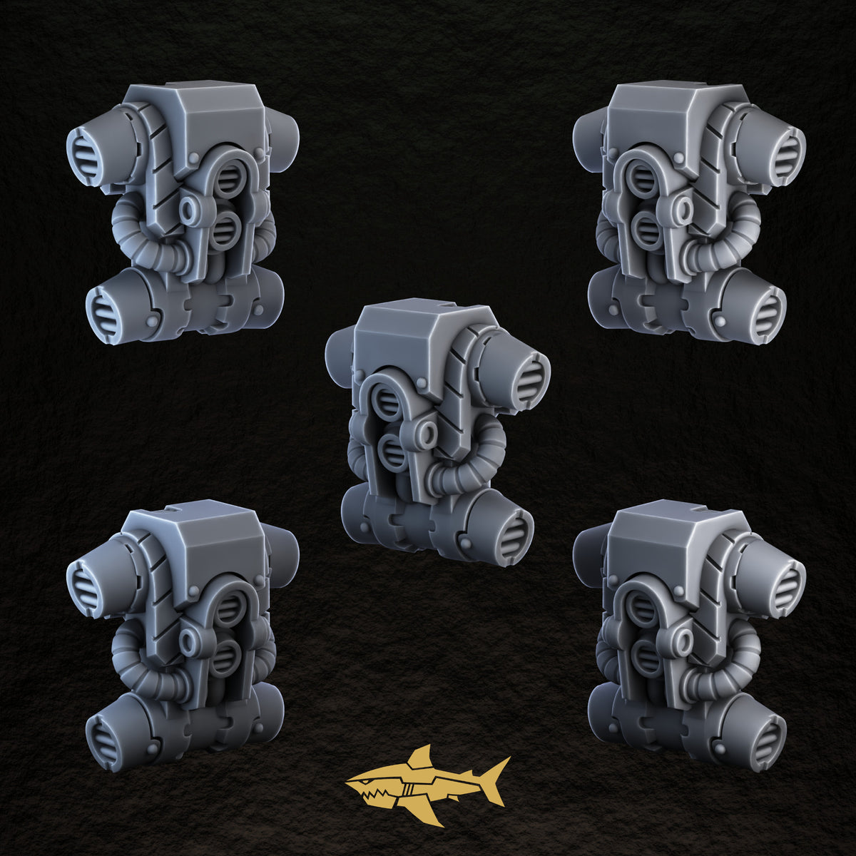 Bionic Legions Servo-Arm Backpacks – five simple backpacks without arms, 32 mm resin sci-fi bits, Sharkass