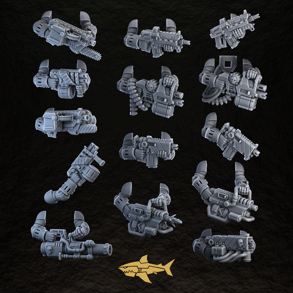 Bionic Legions Mechanical Ranged Weapons – all mechanical ranged weapons, 32 mm resin sci-fi bits, Sharkass