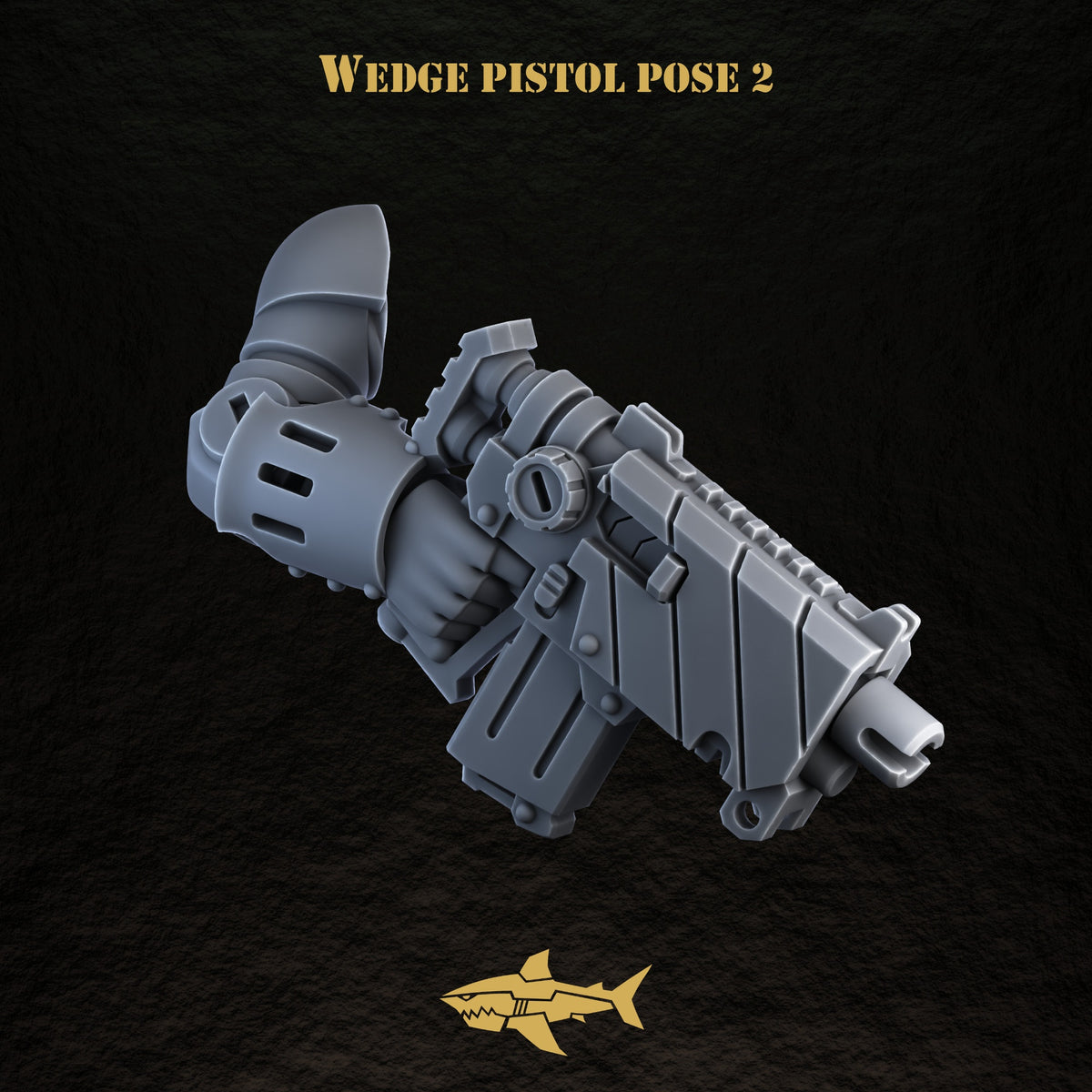 Bionic Legions mechanical ranged weapons – wedge pistol — pose 2 | 32mm