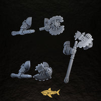 Bionic Legions Heroic Posed Weapons – heroic axes, disassembled, 32 mm resin sci-fi bits, Sharkass