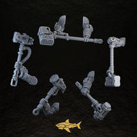 Bionic Legions Heroic Posed Weapons – heroic hammers, 32 mm resin sci-fi bits, Sharkass