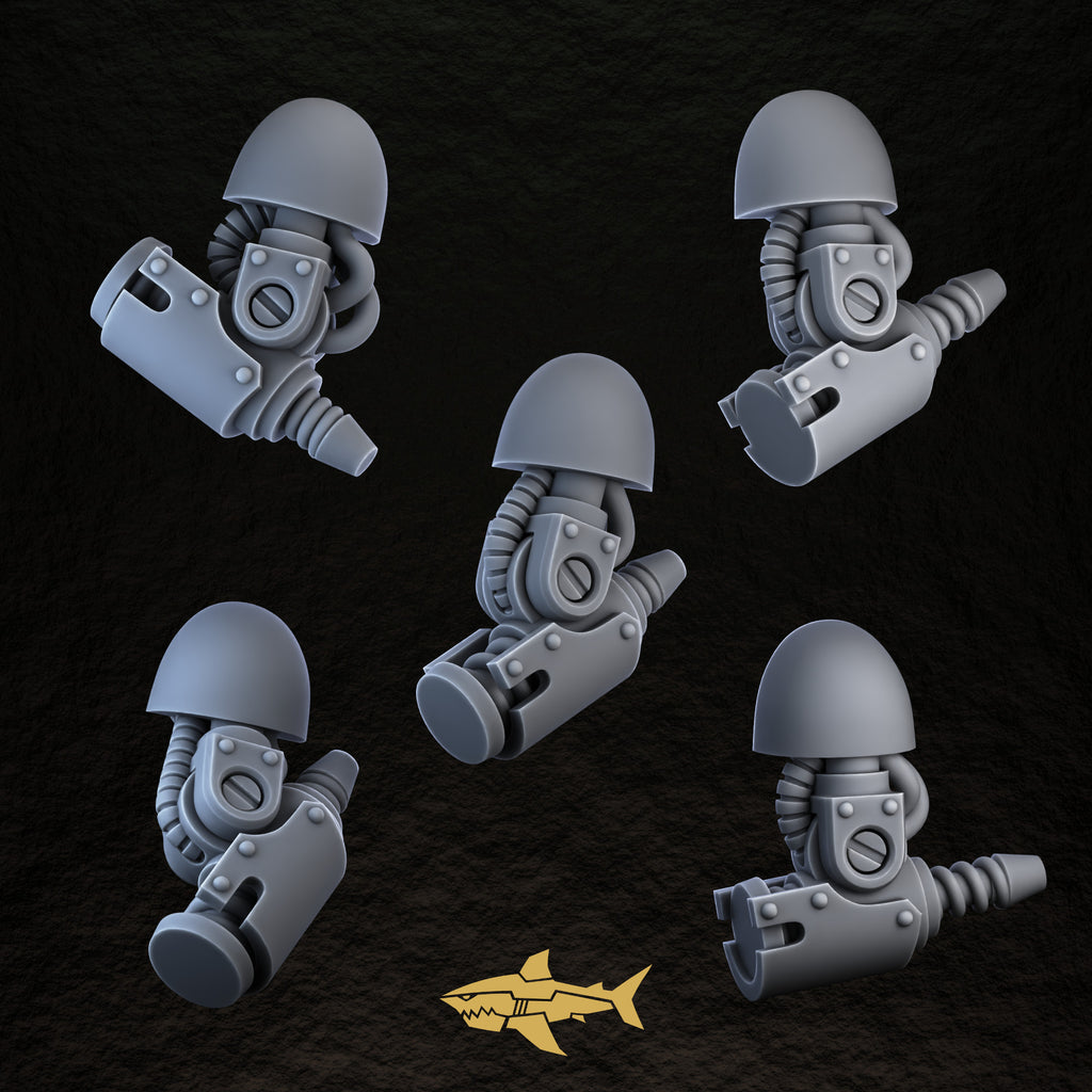 Bionic Legions Mechanical Arms – piston arms, 32 mm resin sci-fi bits, Sharkass
