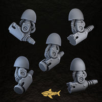 Bionic Legions Mechanical Arms – piston arms, 32 mm resin sci-fi bits, Sharkass