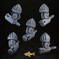 Bionic Legions Mechanical Arms – piston arms with shoulder pads, 32 mm resin sci-fi bits, Sharkass