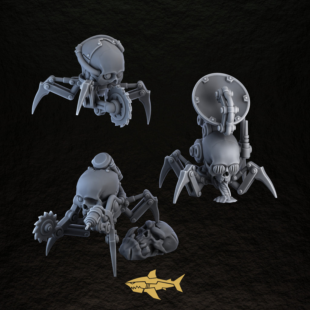 Bionic Legions Cyber-Skull Drones – walking cyber-skulls, 32 mm resin sci-fi bits, Sharkass