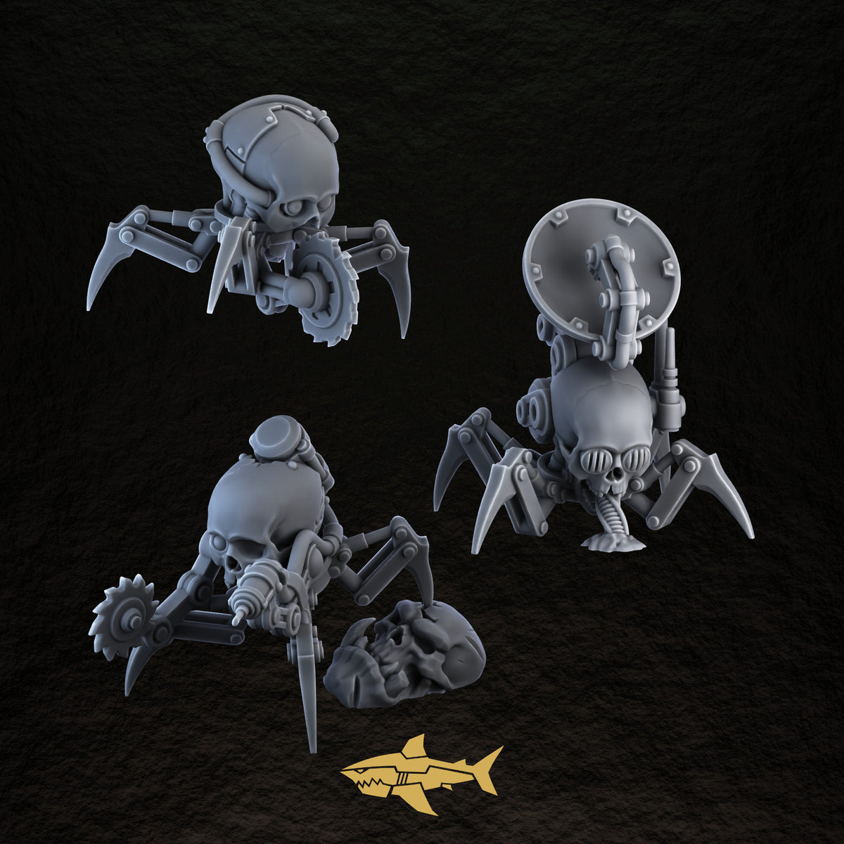 Bionic Legions Cyber-Skull Drones – walking cyber-skulls, 32 mm resin sci-fi bits, Sharkass