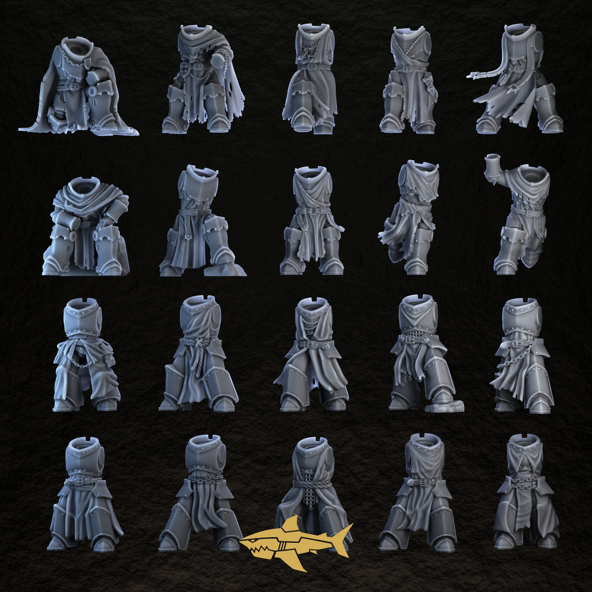 Shadowguard Bodies – 20 different 32 mm resin gothic knight bodies, Sharkass