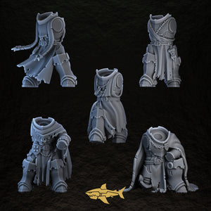 Shadowguard Bodies Set 1 – five 32 mm resin gothic knight bodies 1 to 5, Sharkass