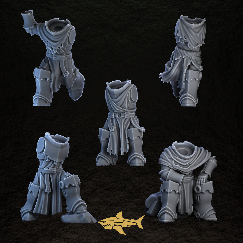 Shadowguard Bodies Set 2 – five 32 mm resin gothic knight bodies 6 to 10, Sharkass