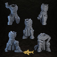 Shadowguard Bodies Set 2 – five 32 mm resin gothic knight bodies 6 to 10, Sharkass