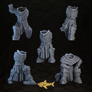 Shadowguard Bodies Set 2 – five 32 mm resin gothic knight bodies 6 to 10, Sharkass