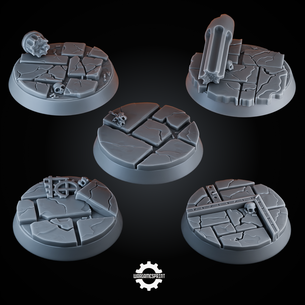 Ruined Cobblestone Bases 32mm STL render