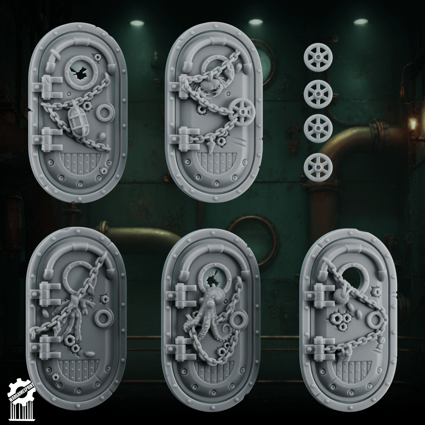 Leviathan Vanguards – Big Abyssal Termi shields – 5 Variants Set [Supported] – 32mm
