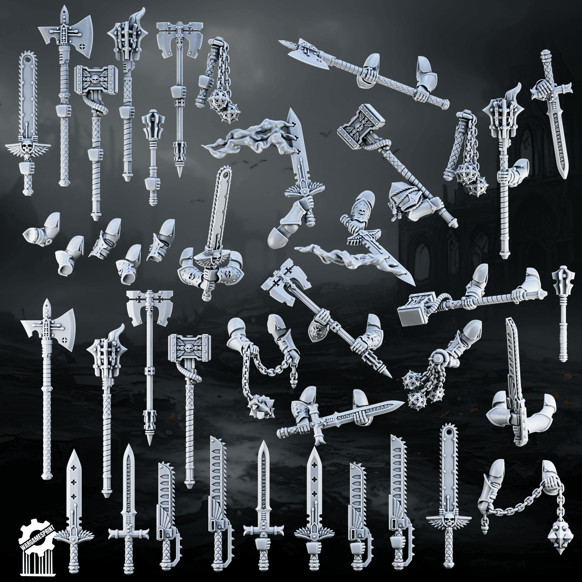 Crusader / Shadowguards melee weapon Kit – 60+ Pieces - resin bit - Sharkass