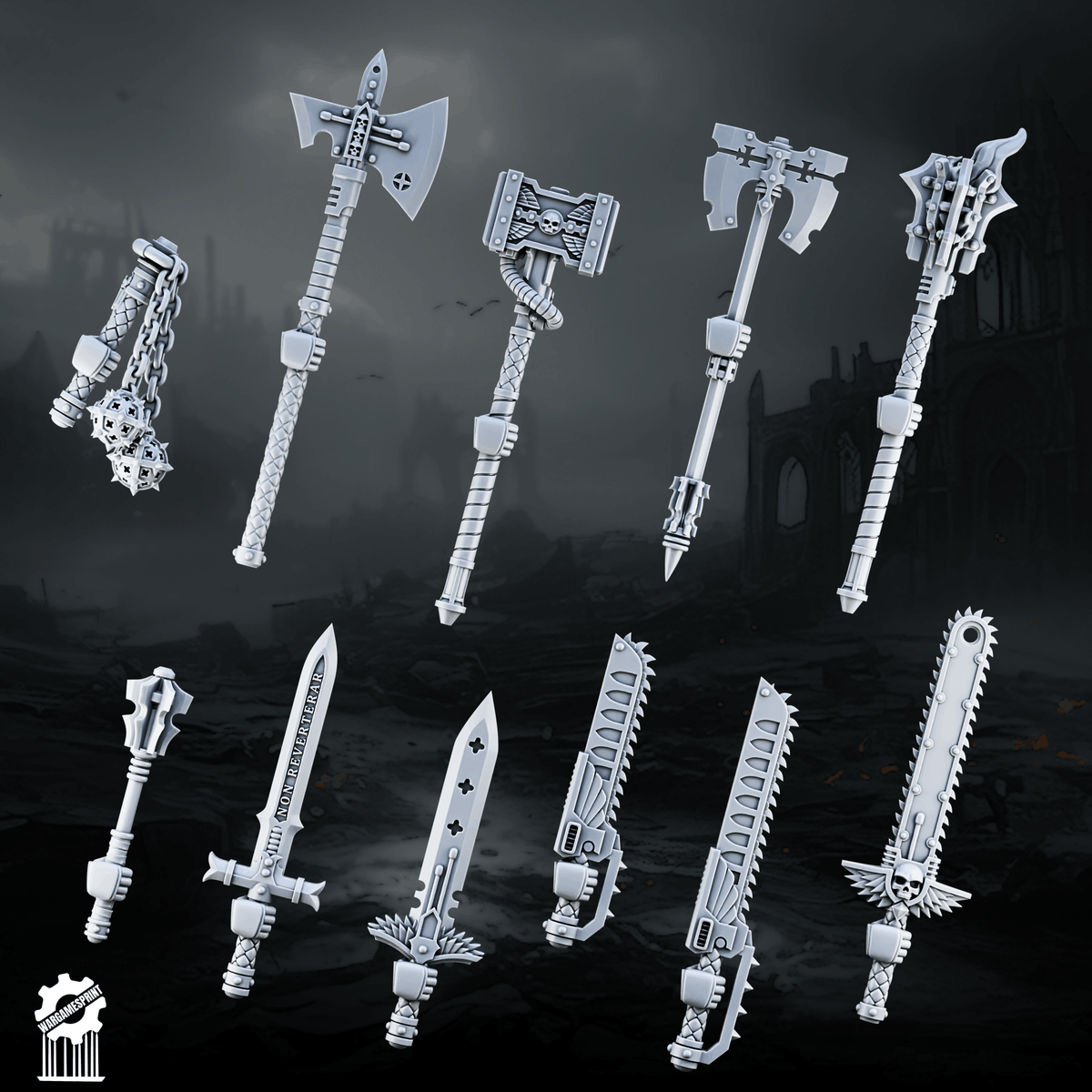 Crusader / Shadowguards melee weapon Kit – 60+ Pieces - resin bit - Sharkass