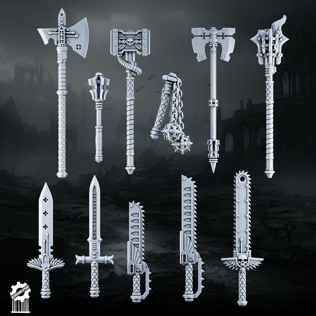 Crusader / Shadowguards melee weapon Kit – 60+ Pieces - resin bit - Sharkass