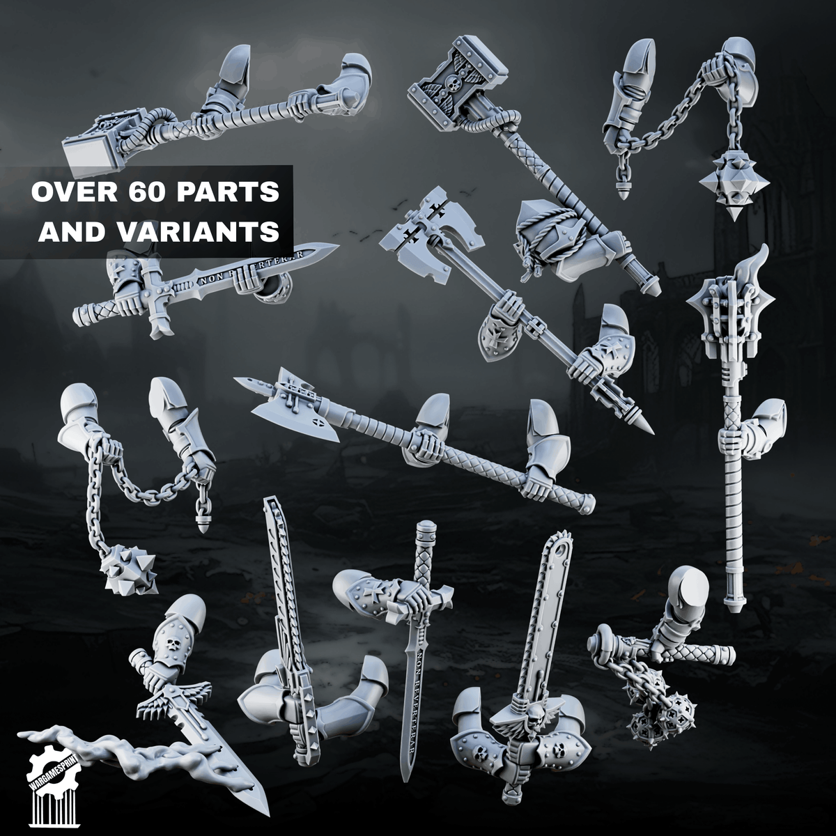 Crusader / Shadowguards melee weapon Kit – 60+ Pieces - resin bit - Sharkass