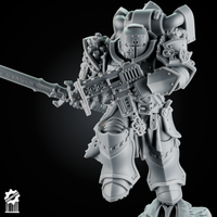 Luceran Veyth — Crusader Hero — Gothic grimdark champion with relic sword and sanctified carbine - resin bit - Sharkass