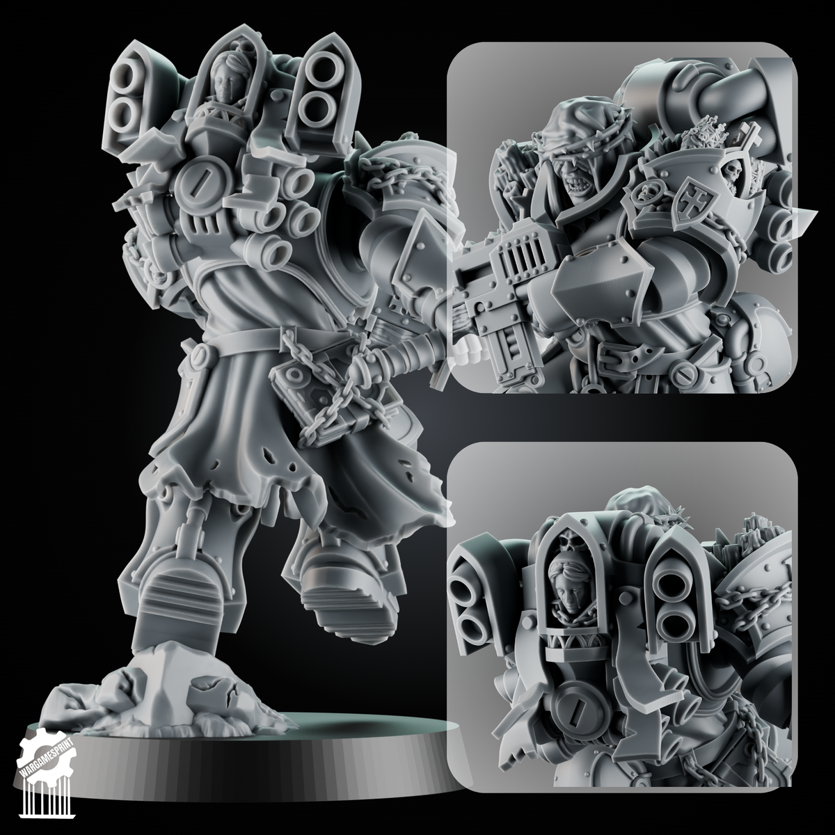Luceran Veyth — Crusader Hero — Gothic grimdark champion with relic sword and sanctified carbine - resin bit - Sharkass