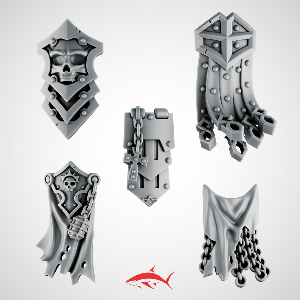 Black Crusader Loincloth With Cross And Chains - resin bit - Sharkass