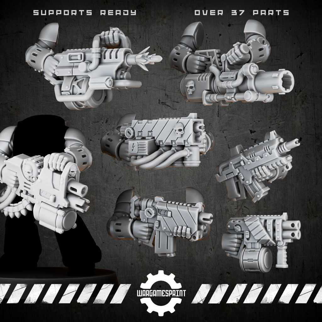 Bionic Legions Mechanical Ranged Weapons – 8 designs, 37 pieces – render 1 STL
