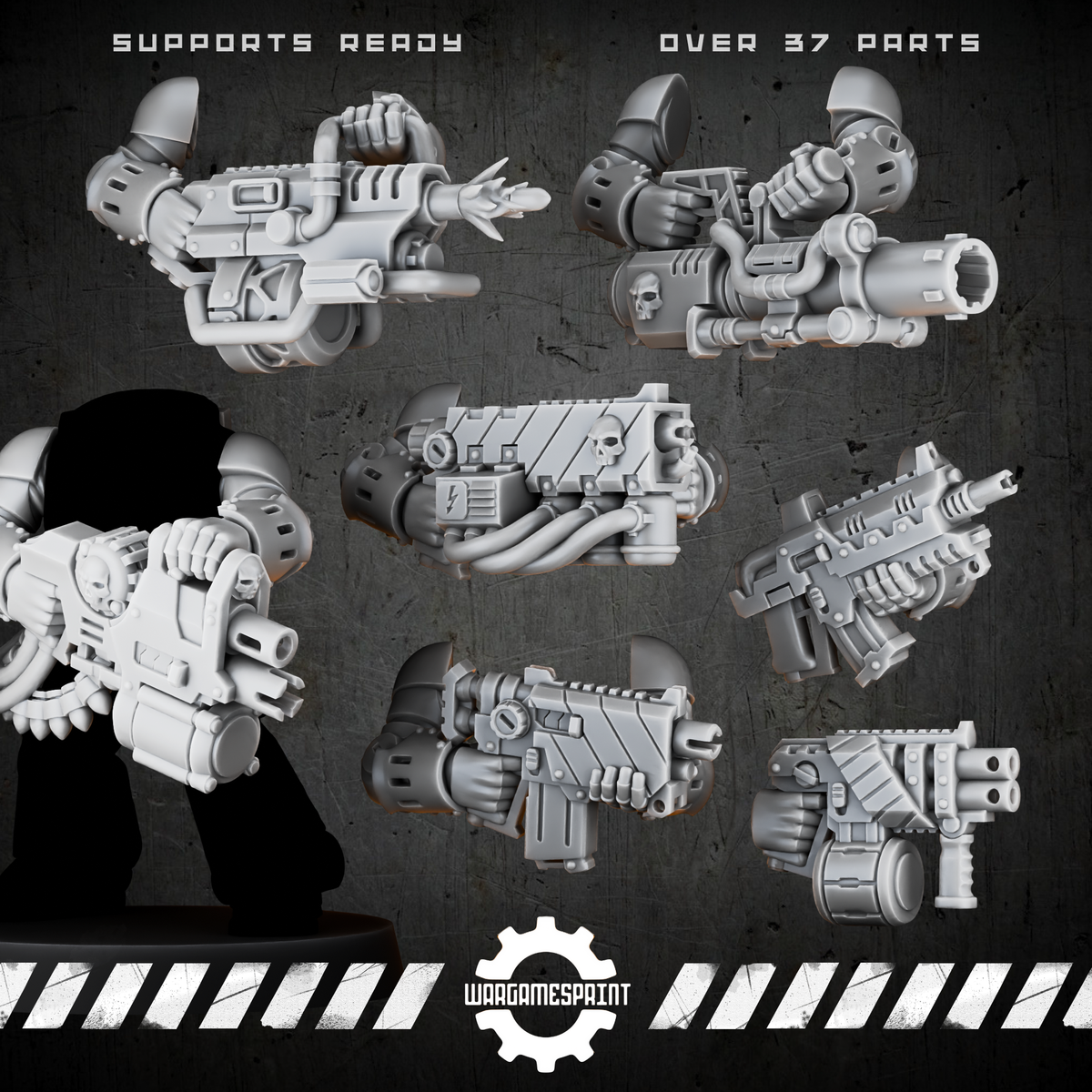 Bionic Legions Mechanical Ranged Weapons – 8 designs, 37 pieces – render 1 STL