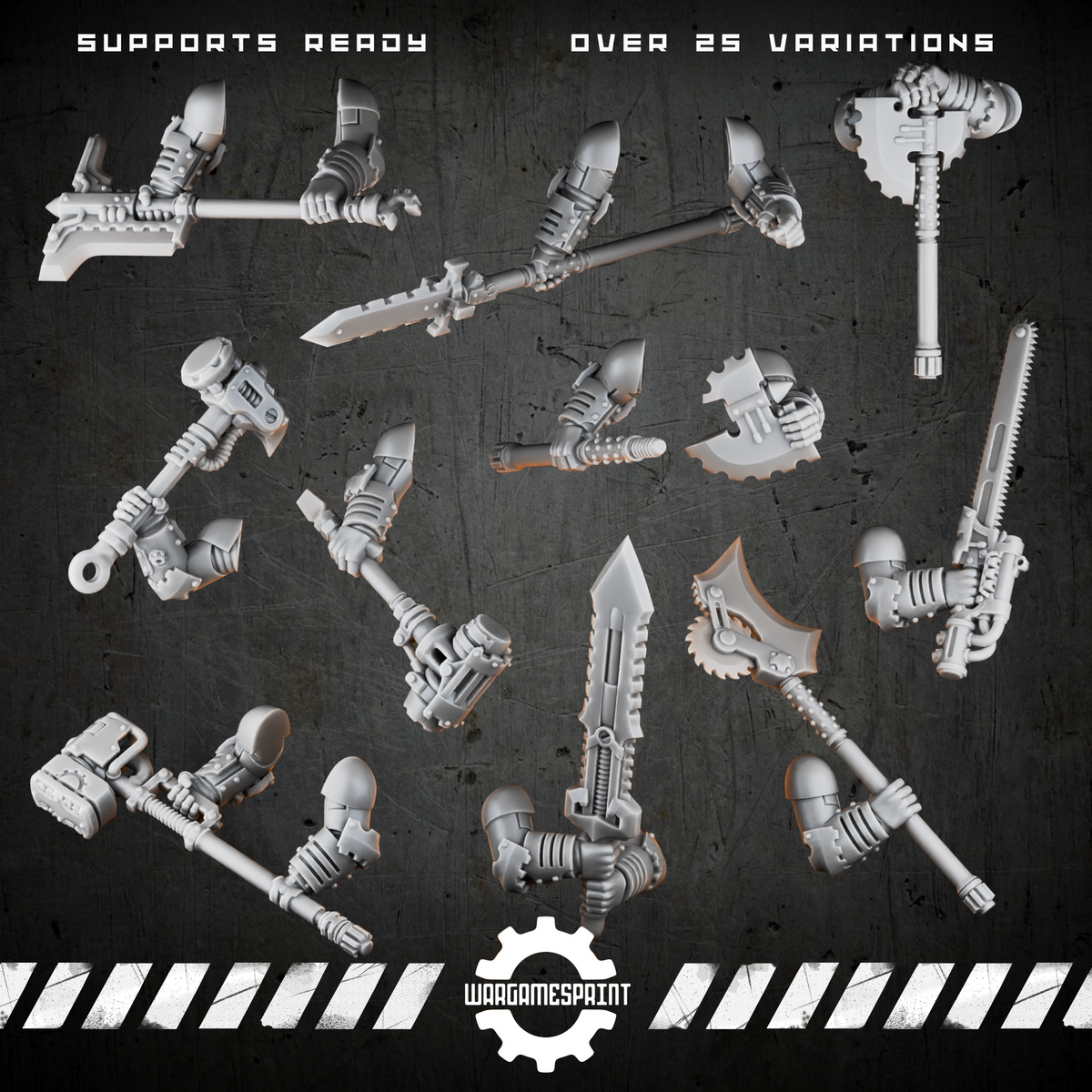 Bionic Legions Posed Melee Variants – assembled melee poses – render 1 STL