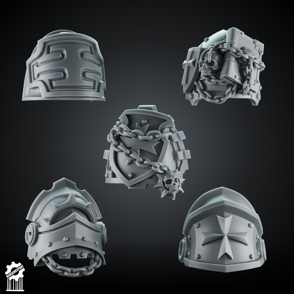 Crusaders and Shadowguard Shoulder Pad – Gothic Pauldrons + Heroic 32mm Scale - resin bit - Sharkass