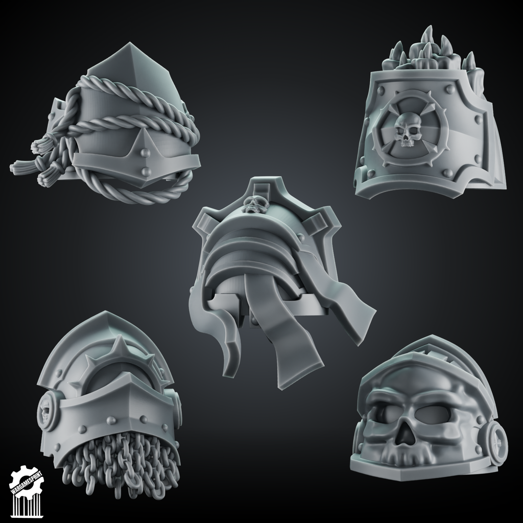 Crusader Shoulder Pad Set 4 – 5 Gothic Pauldrons + Heroic 32mm Scale - resin bit - Sharkass