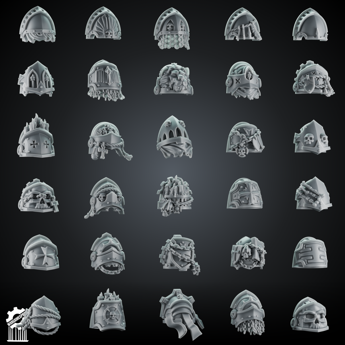 Crusaders and Shadowguard Shoulder Pad – Gothic Pauldrons + Heroic 32mm Scale - resin bit - Sharkass