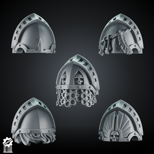 Shadowguard Shoulder Pad Set 2 – 5 Gothic Pauldrons + Heroic 32mm Scale [Supported]