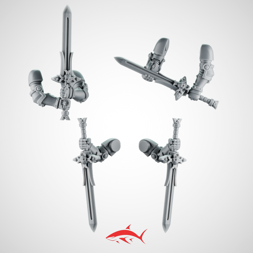 Black Crusader Sword Heroic Poses Greytide - Left - resin bit - Sharkass